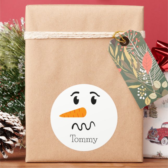 Frosty the Snowman Confuse Face Classic Round Sticker (Holiday)