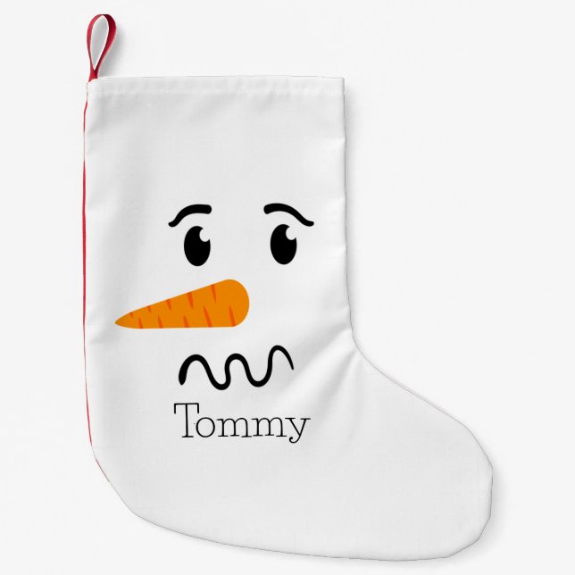 Frosty the Snowman Confuse Face Small Christmas Stocking (Front)