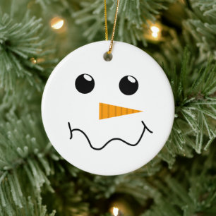 Frosty the Snowman Face Ceramic Ornament