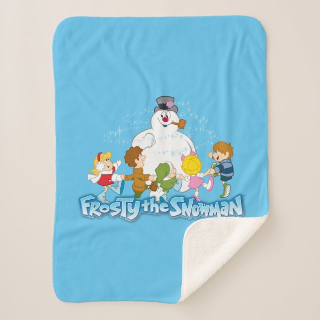Frosty the Snowman™ | Frosty & Children Playing Sherpa Blanket (Front)