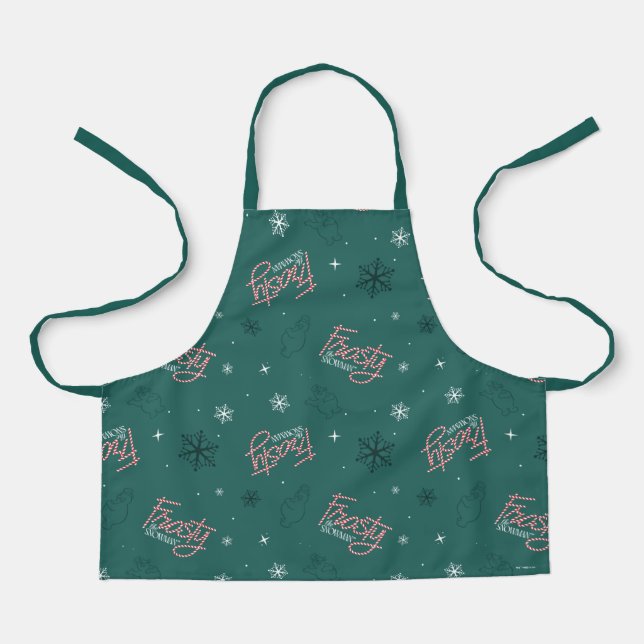 Frosty the Snowman Green Snowflake Pattern Apron (Front)