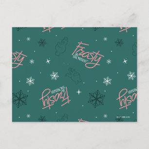 Frosty the Snowman Green Snowflake Pattern Holiday Postcard