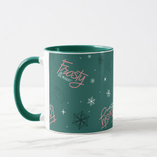 Frosty the Snowman Green Snowflake Pattern Mug