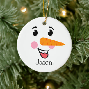 Frosty the Snowman Happy Face Ceramic Ornament