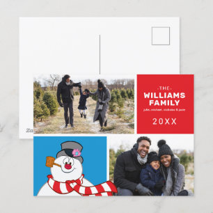 Frosty The Snowman Holiday Family Photo Collage Postcard