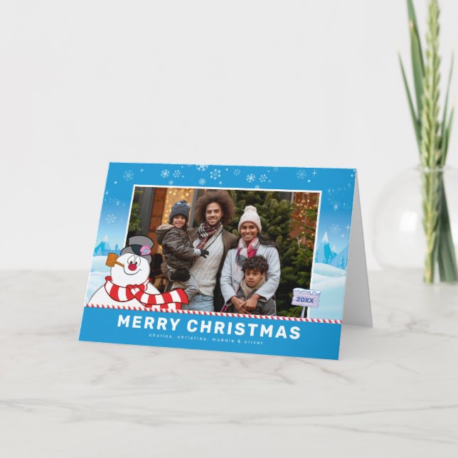 Frosty The Snowman | Merry Christmas Family Photo  Holiday Card (Front)