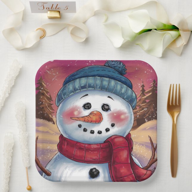 Frosty the Snowman Paper Plate (Wedding)