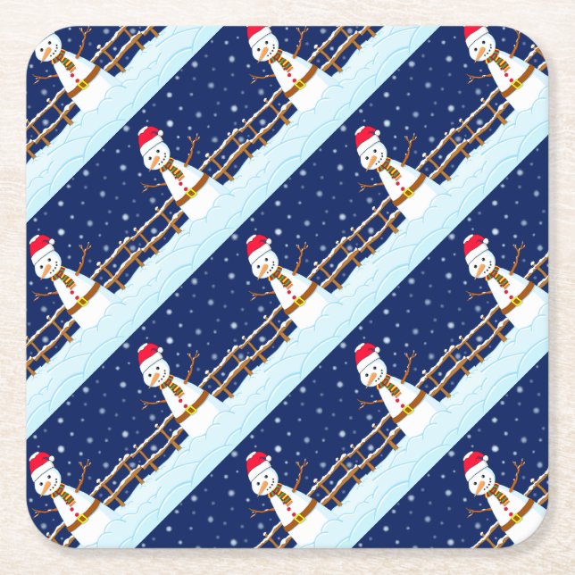 Frosty the Snowman Square Paper Coaster (Front)