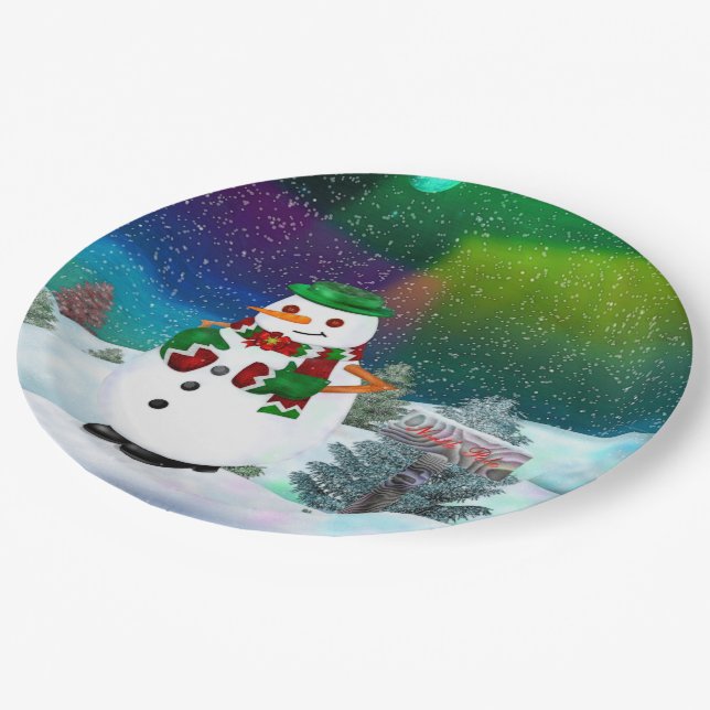Frosty Town Christmas PARTY EVENTS DESSERT Paper Plate (Angled)