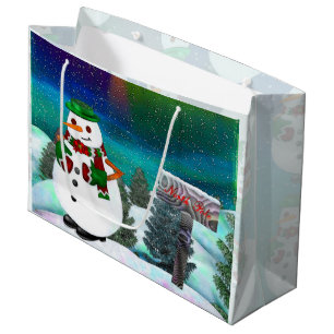 Frosty Town Christmas WIDE ONLY Large Gift Bag