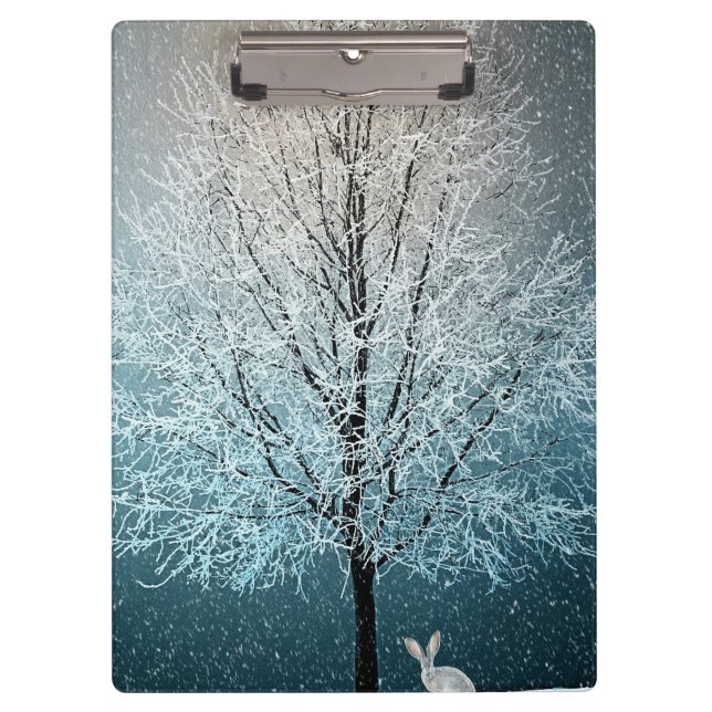 Frosty tree in the evening  clipboard (Front)