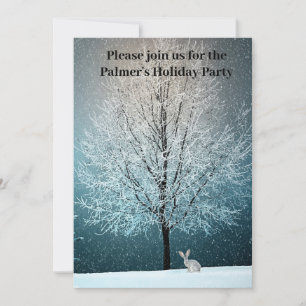 Frosty tree in the evening invitation