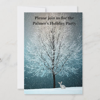 Frosty tree in the evening invitation