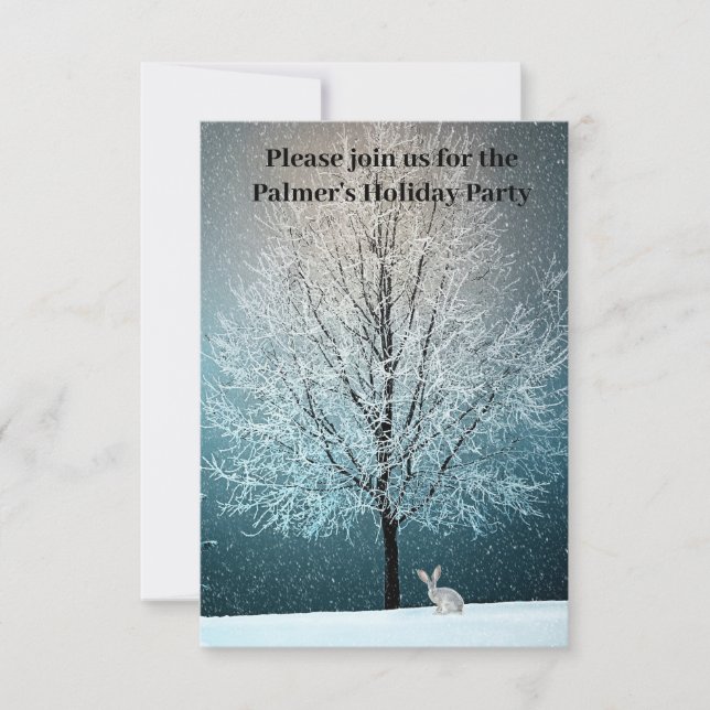 Frosty tree in the evening invitation (Front)