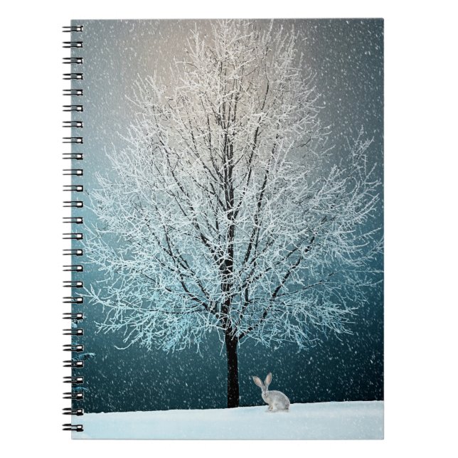 Frosty tree in the evening notebook (Front)