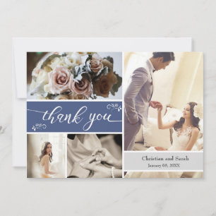 Frosty Winter blue Wedding Thank you Card