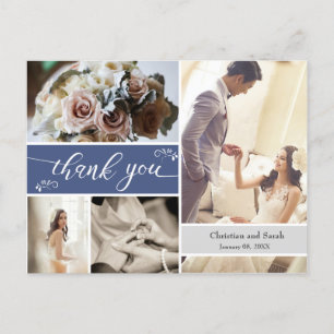 Frosty Winter blue Wedding Thank you Postcard