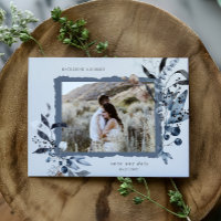 Frosty Winter Floral Save The Date Postcard