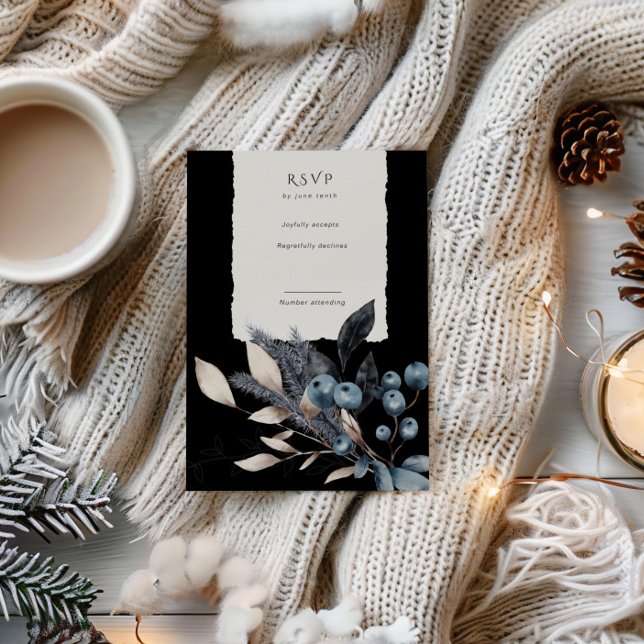 Frosty Winter Floral Vertical RSVP Card (Creator Uploaded)