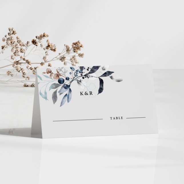 Frosty Winter Floral Wedding Place Card (Creator Uploaded)