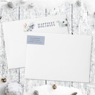 Frosty Winter Foliage Holiday Wrap Around Label