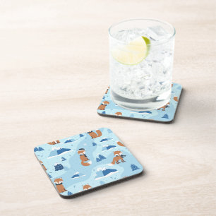 Frosty Winter Foxes Coaster