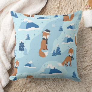 Frosty Winter Foxes Cushion