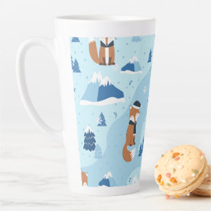 Frosty Winter Foxes Latte Mug