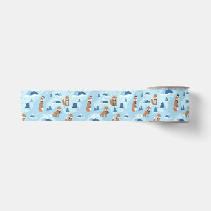 Frosty Winter Foxes Satin Ribbon