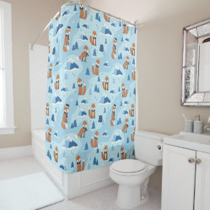 Frosty Winter Foxes Shower Curtain