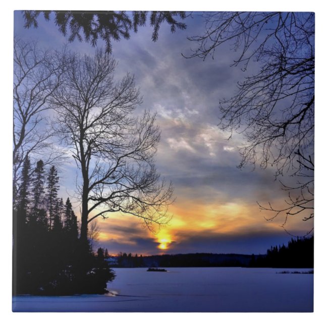 Frosty Winter Night Ceramic Tile (Front)