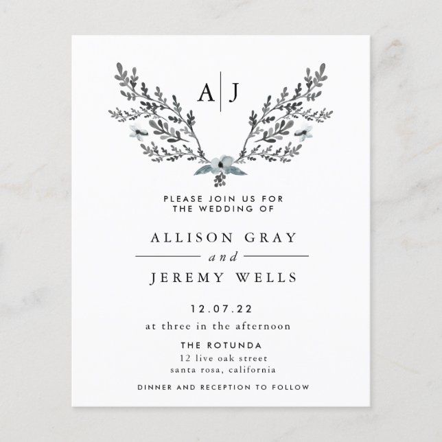 Frosty Winter Wedding Invitation | Budget Flyer (Front)
