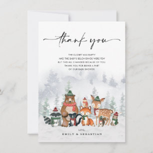 Frosty Winter Woodland Animals Forest Baby Shower Thank You Card