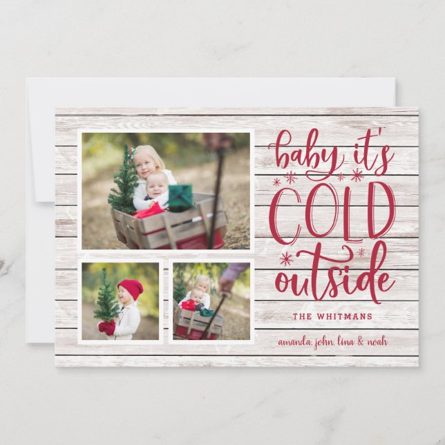 Frosty Wishes | Holiday Photo Collage Card (Front)