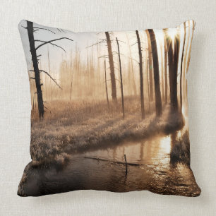 Frosty Yellowstone Morning Cushion