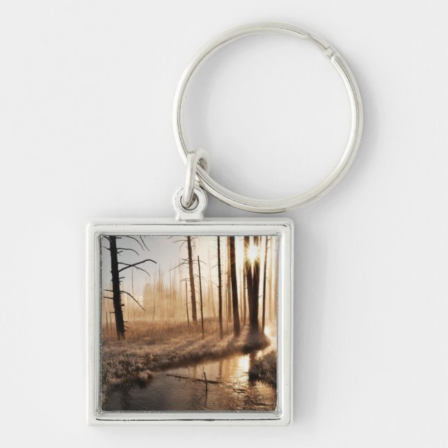 Frosty Yellowstone Morning Key Ring (Front)