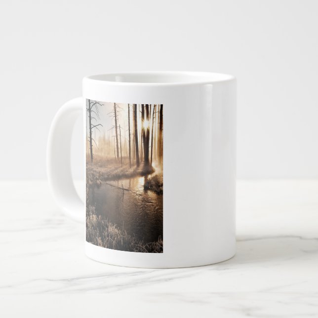 Frosty Yellowstone Morning Large Coffee Mug (Front Left)