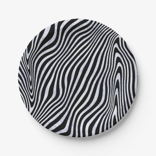 Frosty Zebra Stripes Paper Plate (Front)