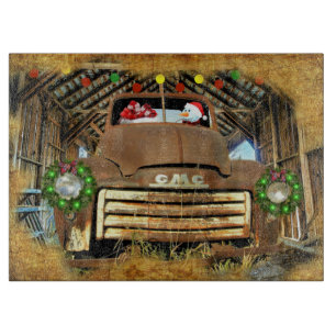Frosty's Vintage GMC Truck Christmas Run Cutting Board