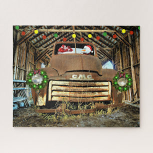 Frosty's Vintage GMC Truck Christmas Run Jigsaw Puzzle