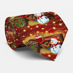 Frosty's Vintage Red Tractor Christmas Tie