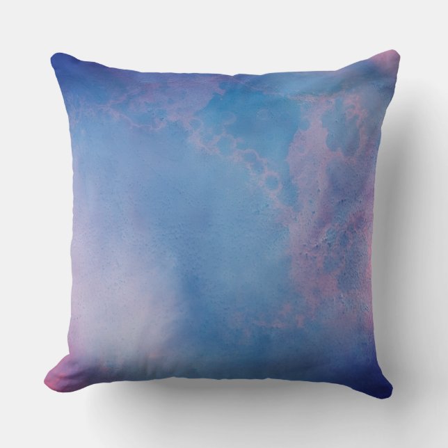 *~* Frothy Blue Magenta Abstract Modern Watercolor Cushion (Front)