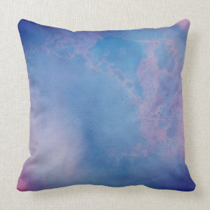*~* Frothy Blue Magenta Abstract Modern Watercolor Cushion