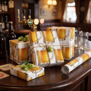 Frothy Cold Beer Mug Drinker Wrapping Paper