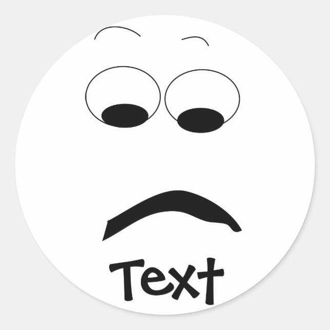 Frowning Face Sticker. Classic Round Sticker (Front)