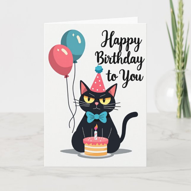 Frowning Feline Birthday Card (Front)