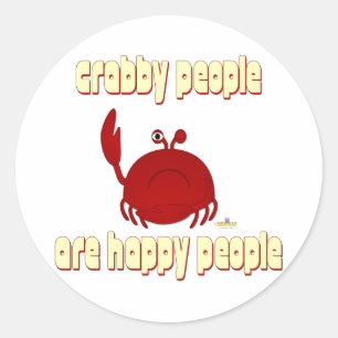 Frowning Red Crab People Are Happy People Classic Round Sticker