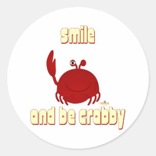 Frowning Red Crab Smile And Be Classic Round Sticker