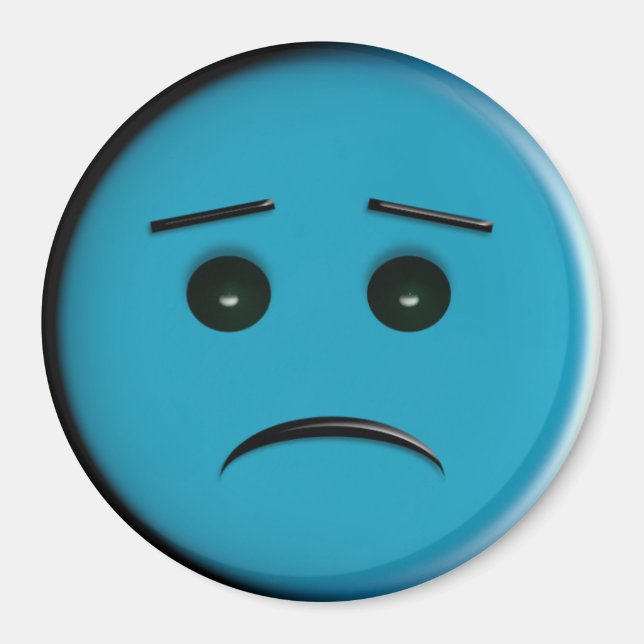 Frowny Face2 - Blue Magnet (Front)