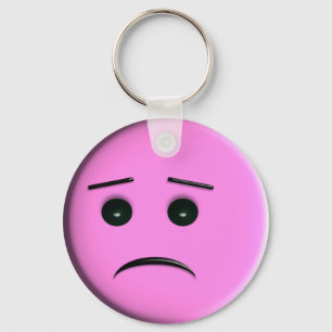 Frowny Face - Pink - Customised Key Ring